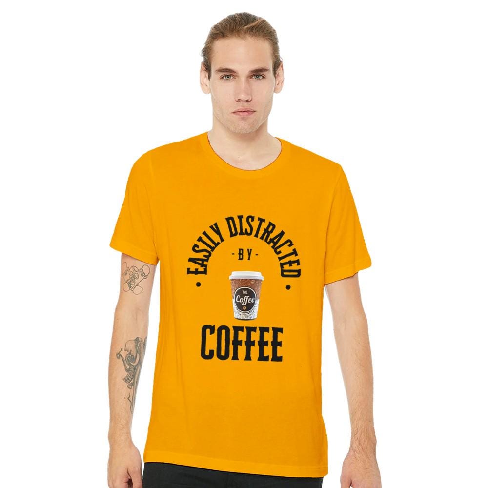 DISTRACTED BY COFFEE Unisex Crewneck T-shirt | Bella + Canvas 3001