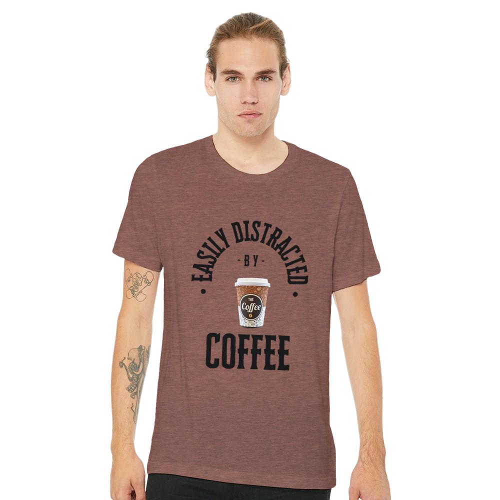 DISTRACTED BY COFFEE Unisex Crewneck T-shirt | Bella + Canvas 3001