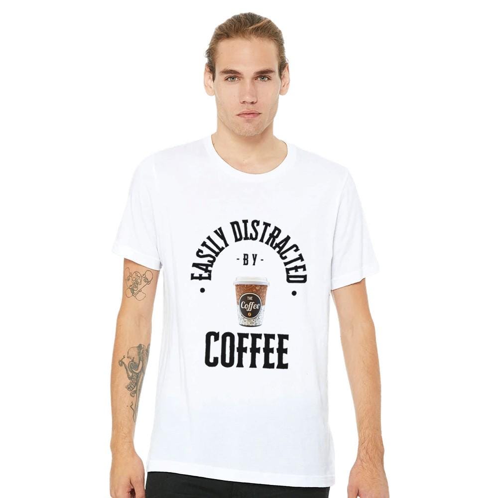 DISTRACTED BY COFFEE Unisex Crewneck T-shirt | Bella + Canvas 3001