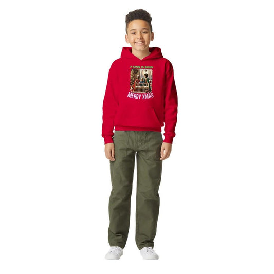 A KING IS BORN Midweight Fleece Youth Hoodie | Gildan SF500B
