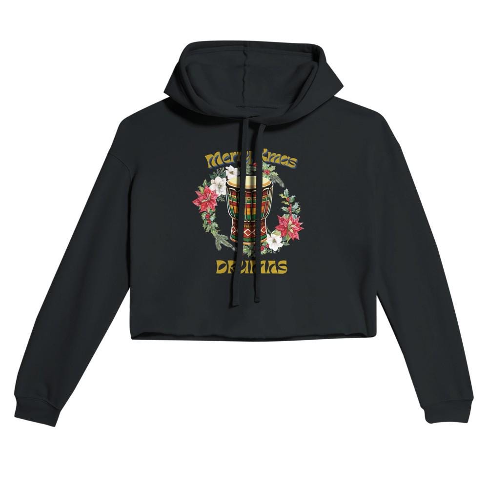 DRUMAS Cropped Hoodie - Chic Raw Hem, Cozy & Stylish Women's Hooded Sweatshirt
