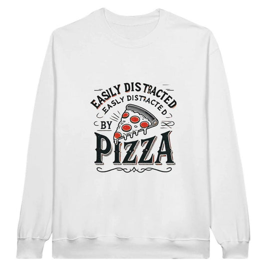 PIZZA DISTRACTED Midweight Fleece Adult Crewneck Sweatshirt | Gildan SF000