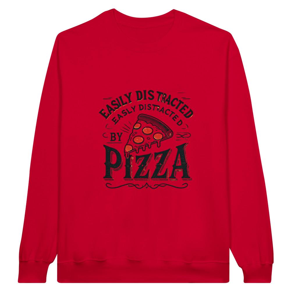 PIZZA DISTRACTED Midweight Fleece Adult Crewneck Sweatshirt | Gildan SF000
