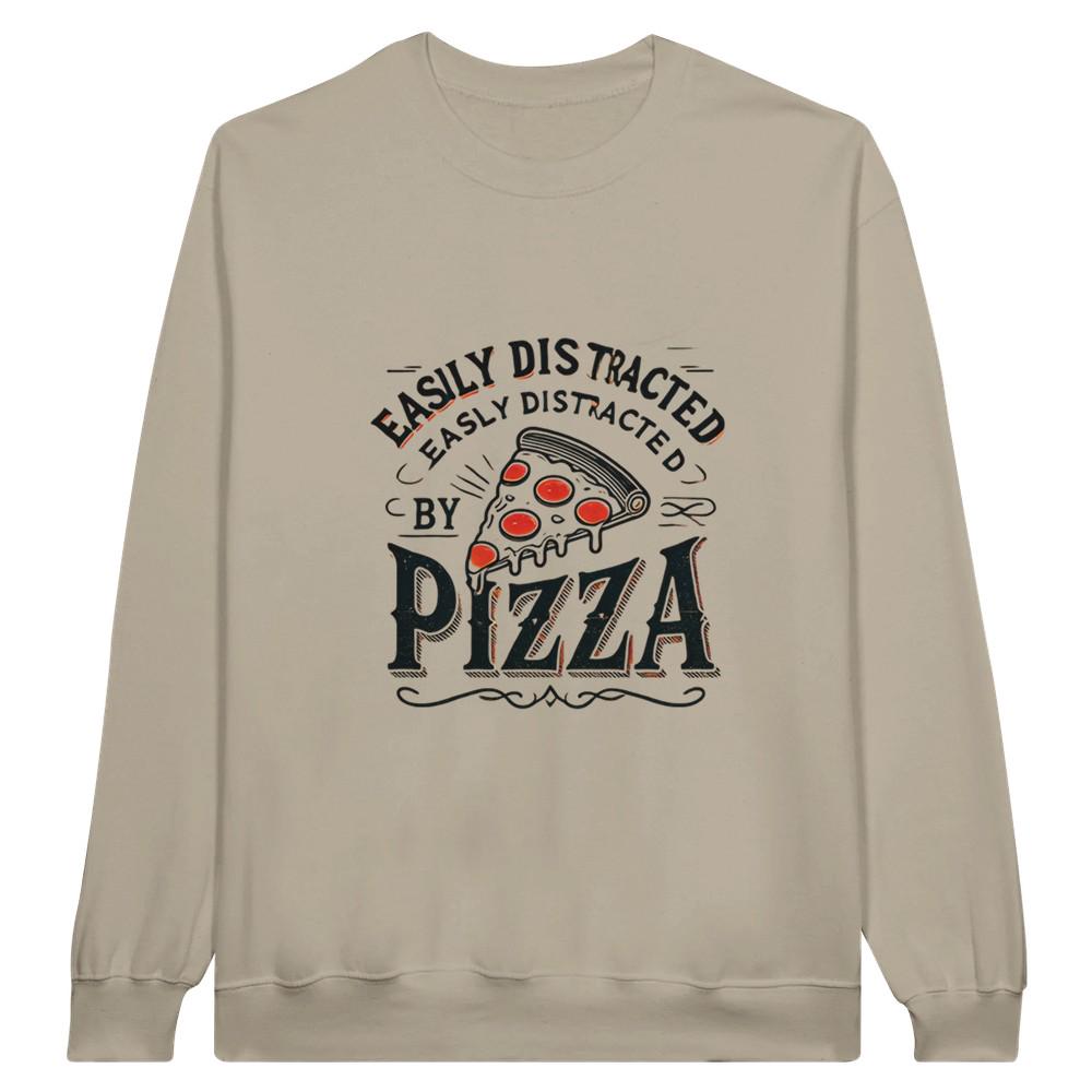 PIZZA DISTRACTED Midweight Fleece Adult Crewneck Sweatshirt | Gildan SF000