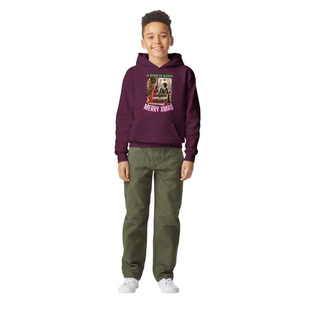 A KING IS BORN Midweight Fleece Youth Hoodie | Gildan SF500B