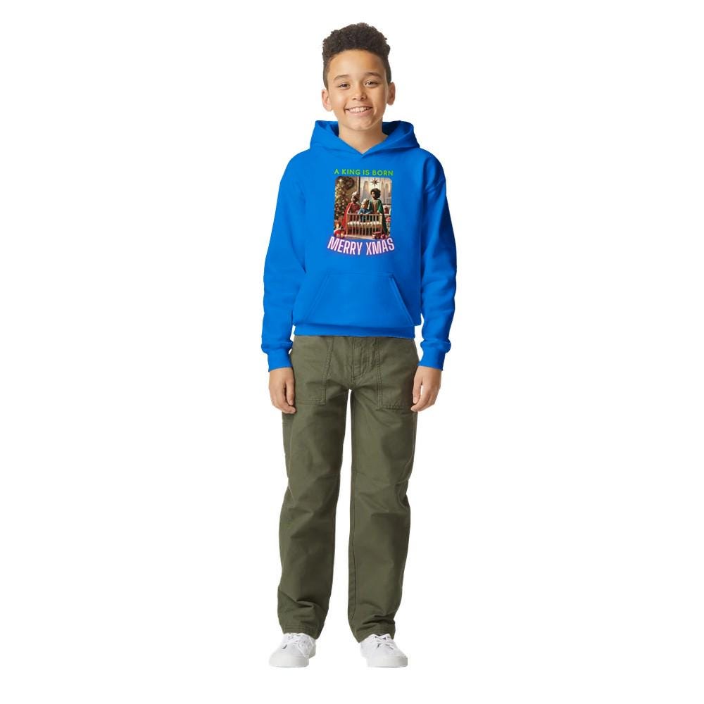 A KING IS BORN Midweight Fleece Youth Hoodie | Gildan SF500B