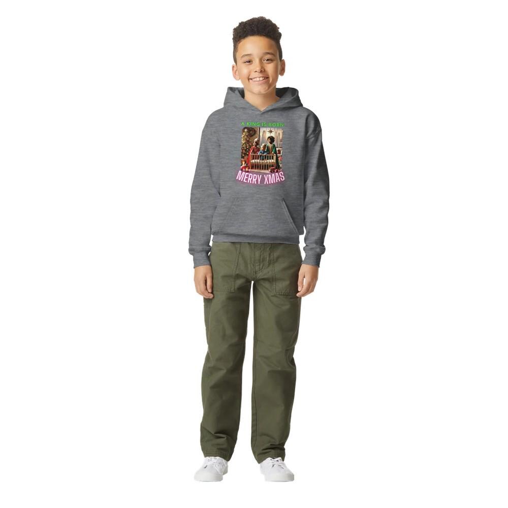 A KING IS BORN Midweight Fleece Youth Hoodie | Gildan SF500B