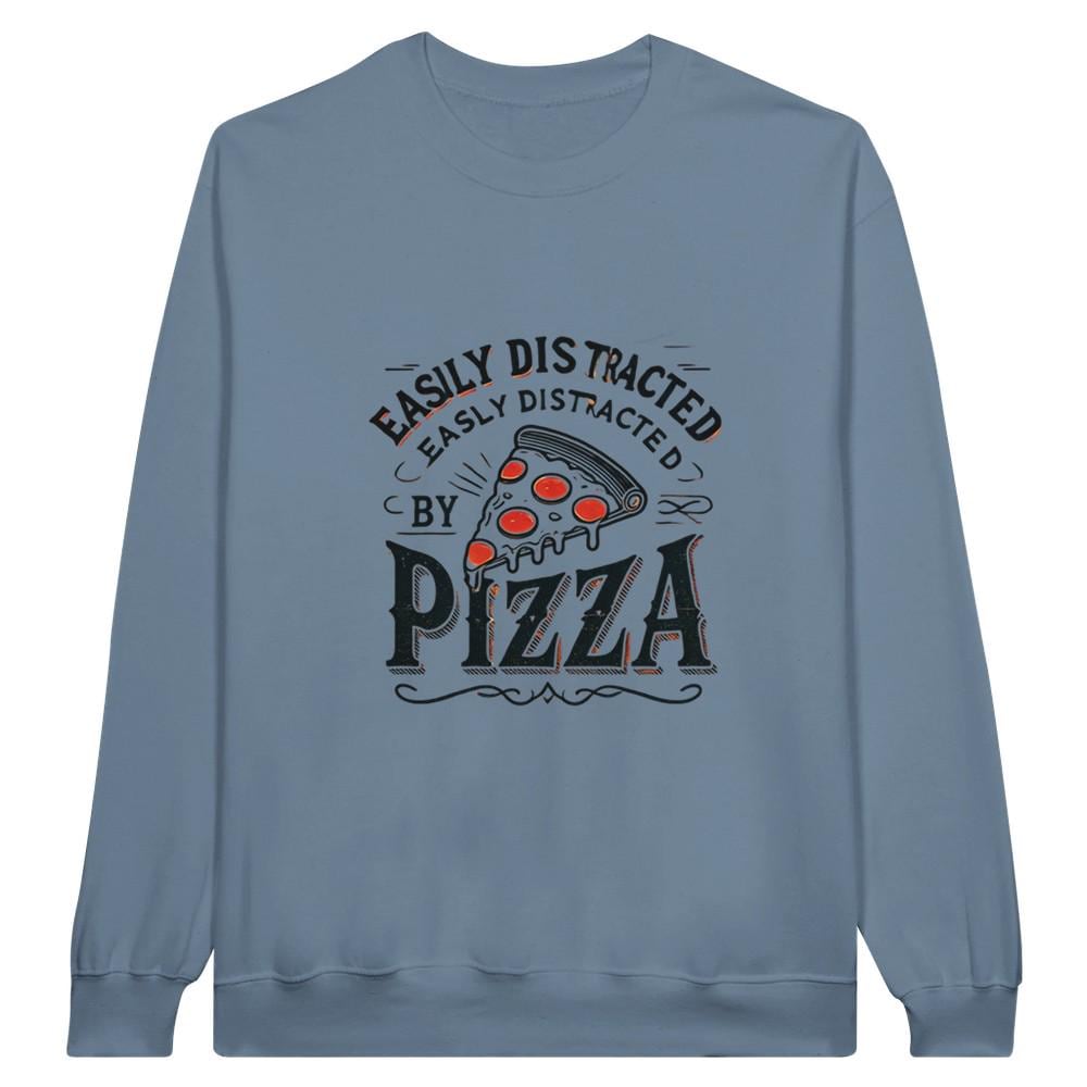 PIZZA DISTRACTED Midweight Fleece Adult Crewneck Sweatshirt | Gildan SF000
