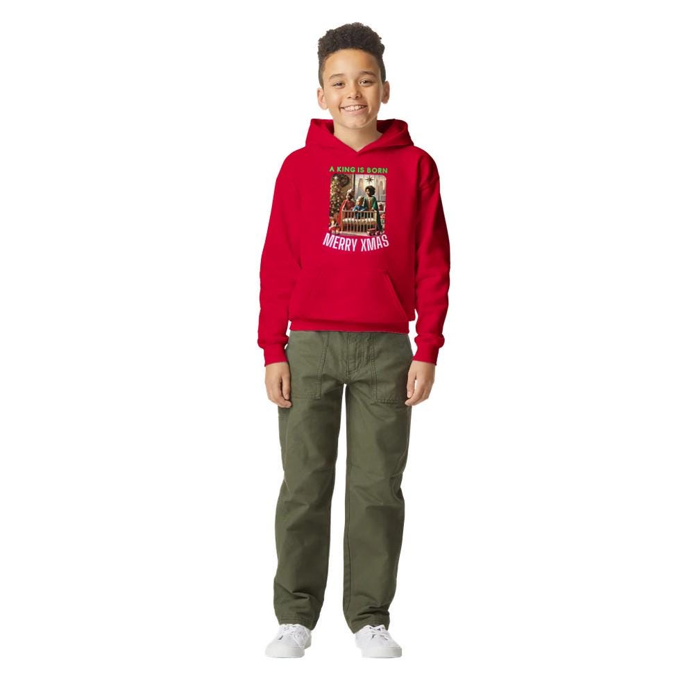 A KING IS BORN Midweight Fleece Youth Hoodie | Gildan SF500B