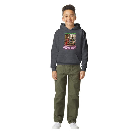 A KING IS BORN Midweight Fleece Youth Hoodie | Gildan SF500B