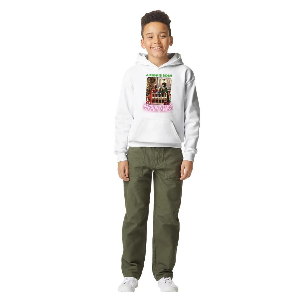 A KING IS BORN Midweight Fleece Youth Hoodie | Gildan SF500B