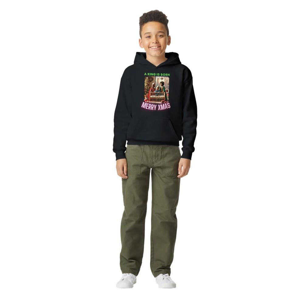 A KING IS BORN Midweight Fleece Youth Hoodie | Gildan SF500B
